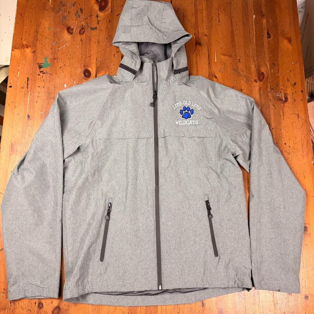 Port Authority Lyme-Old Lyme CT Wildcats Hooded Jacket Mens M Grey Windbreaker